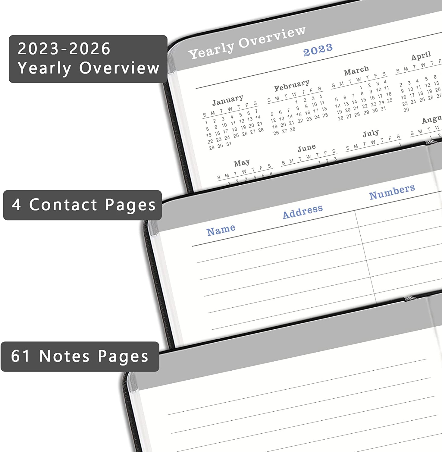 2023-2026 Monthly Pocket Planner/Calendar - 3 Year Pocket Monthly Calendar, Jul 2023 - Jun 2026, 6.3" × 3.8", 36-Month Planner with Pen Hold, Elastic Closure, 2 Bookmarks, Inner Pocket, Thick Paper, Brown - Image 4